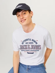 JACK & JONES T-Shirt Weiß/Creme/Dunkelblau