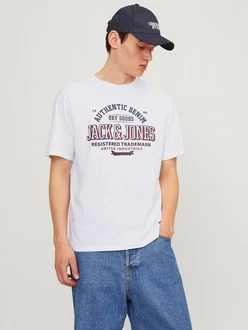 JACK & JONES T-Shirt Weiß/Creme/Dunkelblau JACK & JONES T-Shirt Weiß/Creme/Dunkelblau