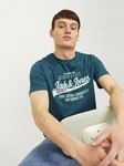 JACK & JONES T-Shirt mint/dunkelgrün/weiß