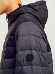 Jack & Jones Steppjacke JJESPRINT PUFFER HOOD NOOS basaltgrau/schwarz