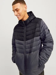 Jack & Jones Steppjacke JJESPRINT PUFFER HOOD NOOS basaltgrau/schwarz