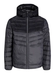 Jack & Jones Steppjacke JJESPRINT PUFFER HOOD NOOS basaltgrau/schwarz