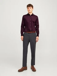 JACK & JONES Hemd 'Parma' Dunkelrot/Bordeaux/Lila/Rosa