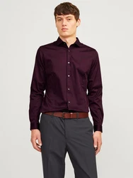 JACK & JONES Hemd 'Parma' Dunkelrot/Bordeaux/Lila/Rosa