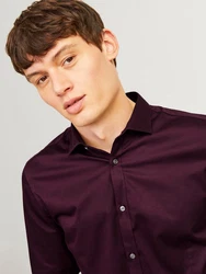 JACK & JONES Hemd 'Parma' Dunkelrot/Bordeaux/Lila/Rosa