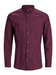 JACK & JONES Hemd 'Parma' Dunkelrot/Bordeaux/Lila/Rosa