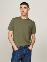 Tommy Hilfiger T-Shirt HILFIGER STACK TEE Mit Markenprint Dunkelgrün/Khaki