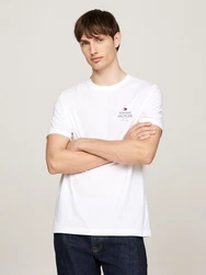 Tommy Hilfiger T-Shirt HILFIGER STACK TEE Mit Markenprint Weiß/Creme