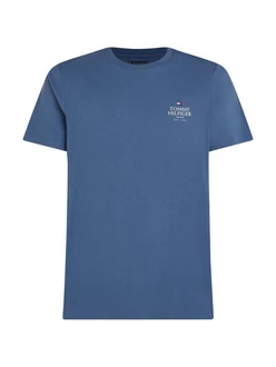 Tommy Hilfiger T-Shirt HILFIGER STACK TEE Mit Markenprint Blau/Dunkelblau/Hellblau
