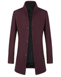 Allthemen Herren Mantel Slim Fit Lang mit Stehkragen Bordeaux/Dunkelrot/Lila
