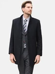 Allthemen Herren Mantel Slim Fit Lang mit Stehkragen Dunkelgrau/Schwarz