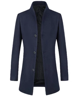 Allthemen Herren Mantel Slim Fit Lang mit Stehkragen