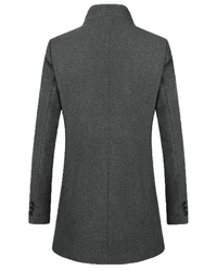 Allthemen Herren Mantel Slim Fit Lang mit Stehkragen Dunkelgrau/Grau