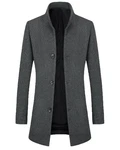 Allthemen Herren Mantel Slim Fit Lang mit Stehkragen Dunkelgrau/Grau
