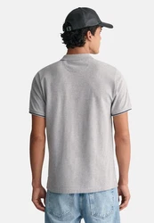 Gant Tipping Pique Rugger Poloshirt grau/graumeliert/schwarz
