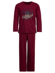 Henry Terre Schlafanzug Pyjama Set Oregon Portland Bordeaux/Dunkelrot/Rot