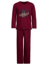Henry Terre Schlafanzug Pyjama Set Oregon Portland Bordeaux/Dunkelrot/Rot