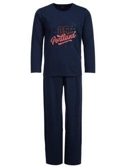 Henry Terre Schlafanzug Pyjama Set Oregon Portland Dunkelblau/Blau