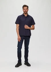 s.Oliver Kurzarmhemd mit Kentkragen Dunkelblau/Blau/Hellblau