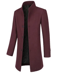Allthemen Wollmantel Slim Fit Lang Business Herren Dunkelrot/Bordeaux/Lila/Rot