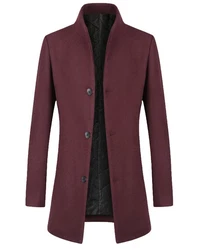 Allthemen Wollmantel Slim Fit Lang Business Herren Dunkelrot/Bordeaux/Lila/Rot