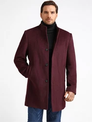 Allthemen Wollmantel Slim Fit Lang Business Herren Dunkelrot/Bordeaux/Lila/Rot