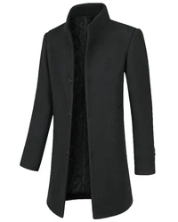 Allthemen Wollmantel Slim Fit Lang Business Herren Dunkelgrün/Schwarz/Dunkelgrau