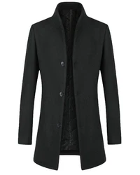 Allthemen Wollmantel Slim Fit Lang Business Herren Dunkelgrün/Schwarz/Dunkelgrau