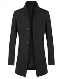 Wollmantel Wintermantel Herren Verdickter Mantel Slim Fit Lang Business Mantel