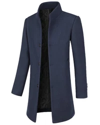 Allthemen Wollmantel Slim Fit Lang Business Herren Dunkelblau/Hellblau
