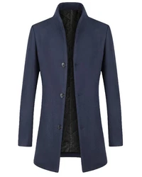 Allthemen Wollmantel Slim Fit Lang Business Herren Dunkelblau/Hellblau