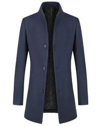 Wollmantel Wintermantel Herren Verdickter Mantel Slim Fit Lang Business Mantel