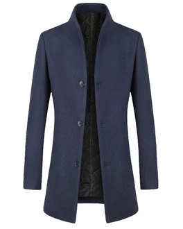 Allthemen Wollmantel Slim Fit Lang Business Herren Dunkelblau/Hellblau