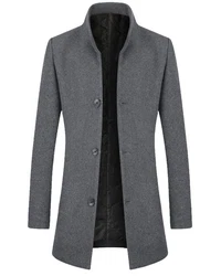 Allthemen Wollmantel Slim Fit Lang Business Herren Dunkelgrau/Grau/Hellgrau/Dunkelblau