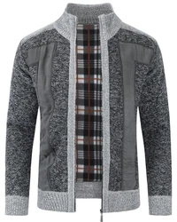 Allthemen Herren Cardigan Grobstrick Grau/Dunkelgrau/Hellgrau/Dunkelblau