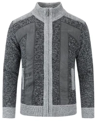 Allthemen Herren Cardigan Grobstrick Grau/Dunkelgrau/Hellgrau/Dunkelblau