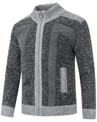Allthemen Herren Cardigan Grobstrick Grau/Dunkelgrau/Hellgrau/Dunkelblau