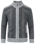 Allthemen Herren Cardigan Grobstrick Grau/Dunkelgrau/Hellgrau/Dunkelblau
