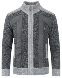 Allthemen Herren Cardigan Grobstrick Grau/Dunkelgrau/Hellgrau/Dunkelblau