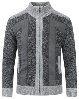 Allthemen Herren Cardigan Grobstrick Grau/Dunkelgrau/Hellgrau/Dunkelblau
