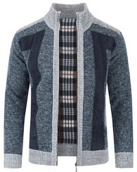 Allthemen Herren Cardigan Grobstrick Dunkelblau/Grau