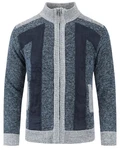 Allthemen Herren Cardigan Grobstrick Dunkelblau/Grau