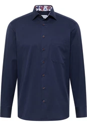 Eterna Langarmhemd COMFORT FIT Dunkelblau/Hellblau