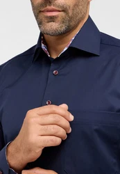 Eterna Langarmhemd COMFORT FIT Dunkelblau/Hellblau