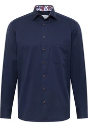 Eterna Langarmhemd COMFORT FIT Dunkelblau/Hellblau