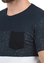 !Solid Kold Herren Rundhalsshirt Kurzarmshirt mit Streifen und Brusttasche Dunkelblau/Grau/Weiß/Blau