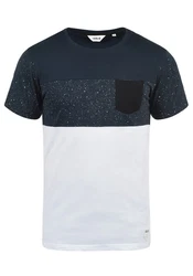 !Solid Kold Herren Rundhalsshirt Kurzarmshirt mit Streifen und Brusttasche Dunkelblau/Grau/Weiß/Blau