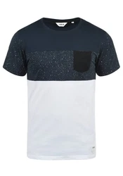 !Solid Kold Herren Rundhalsshirt Kurzarmshirt mit Streifen und Brusttasche Dunkelblau/Grau/Weiß/Blau
