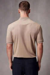 Next Polohemd mit elegantem Kragen Braun/Beige