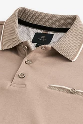 Next Polohemd mit elegantem Kragen Braun/Beige